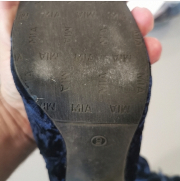 MIA Vicky Blue Velvet Ankle Boots | Block Heel | Size 9 - Picture 4 of 5